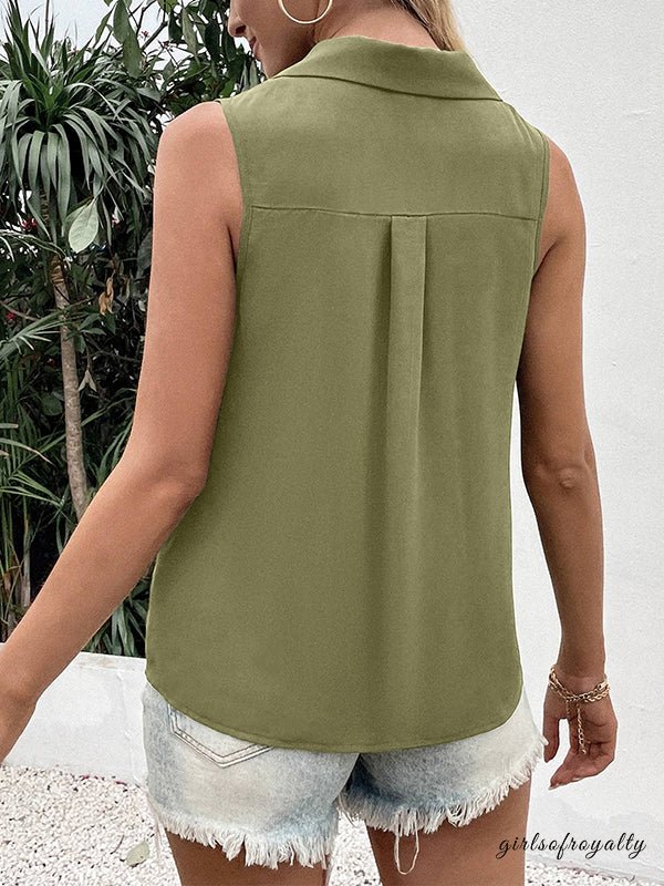 Lucy | Buttoned V-Neck Vest Top