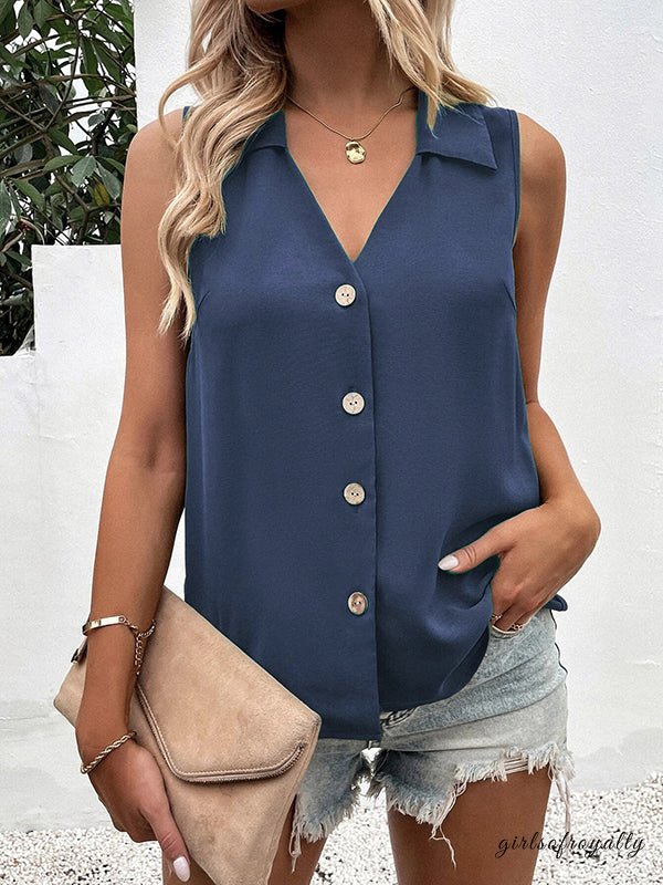 Lucy | Buttoned V-Neck Vest Top