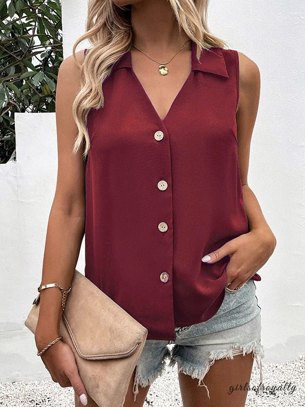 Lucy | Buttoned V-Neck Vest Top