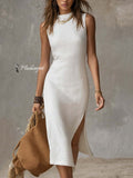Fiora | Midi Dress with Stand Collar and Slit