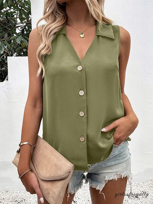 Lucy | Buttoned V-Neck Vest Top