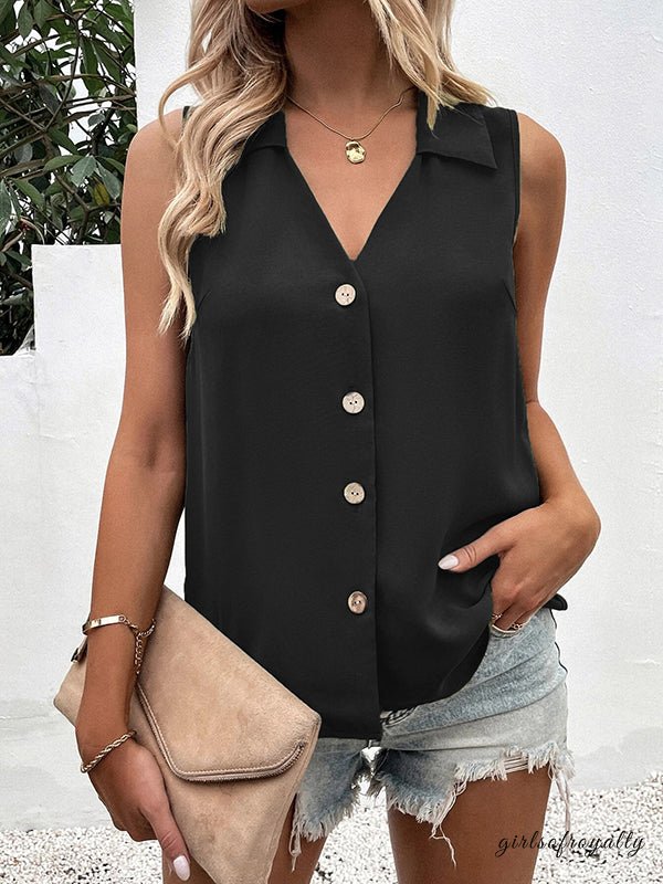 Lucy | Buttoned V-Neck Vest Top
