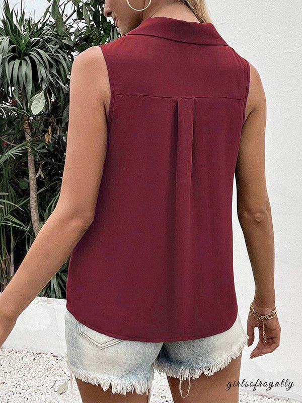 Lucy | Buttoned V-Neck Vest Top