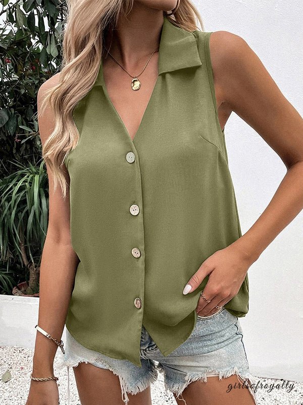 Lucy | Buttoned V-Neck Vest Top