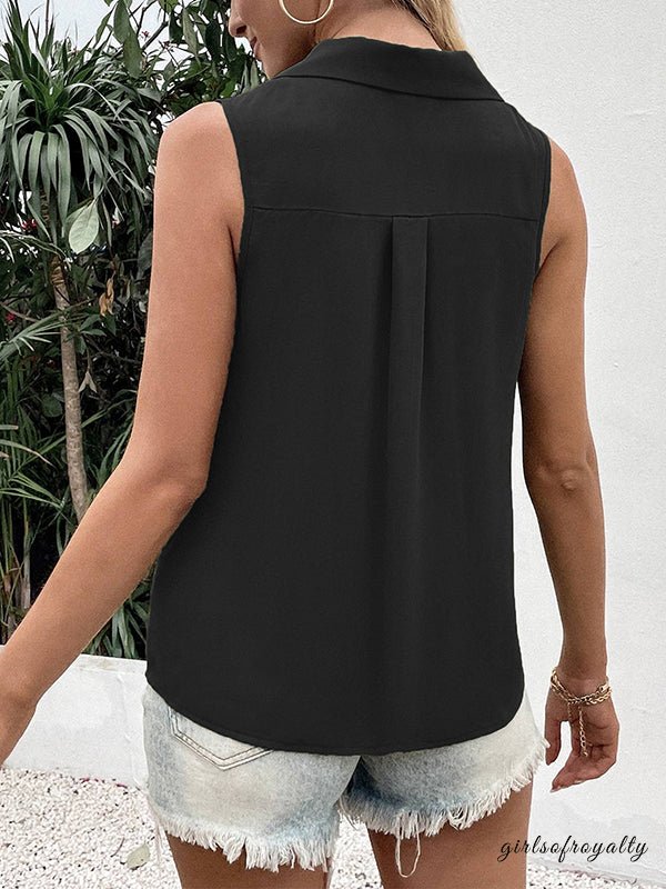 Lucy | Buttoned V-Neck Vest Top